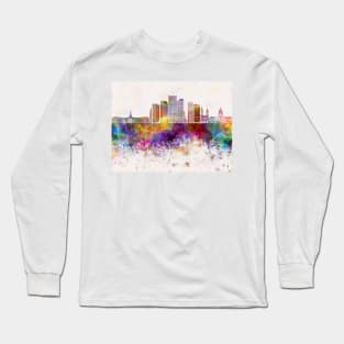Denver V2 skyline in watercolor background Long Sleeve T-Shirt